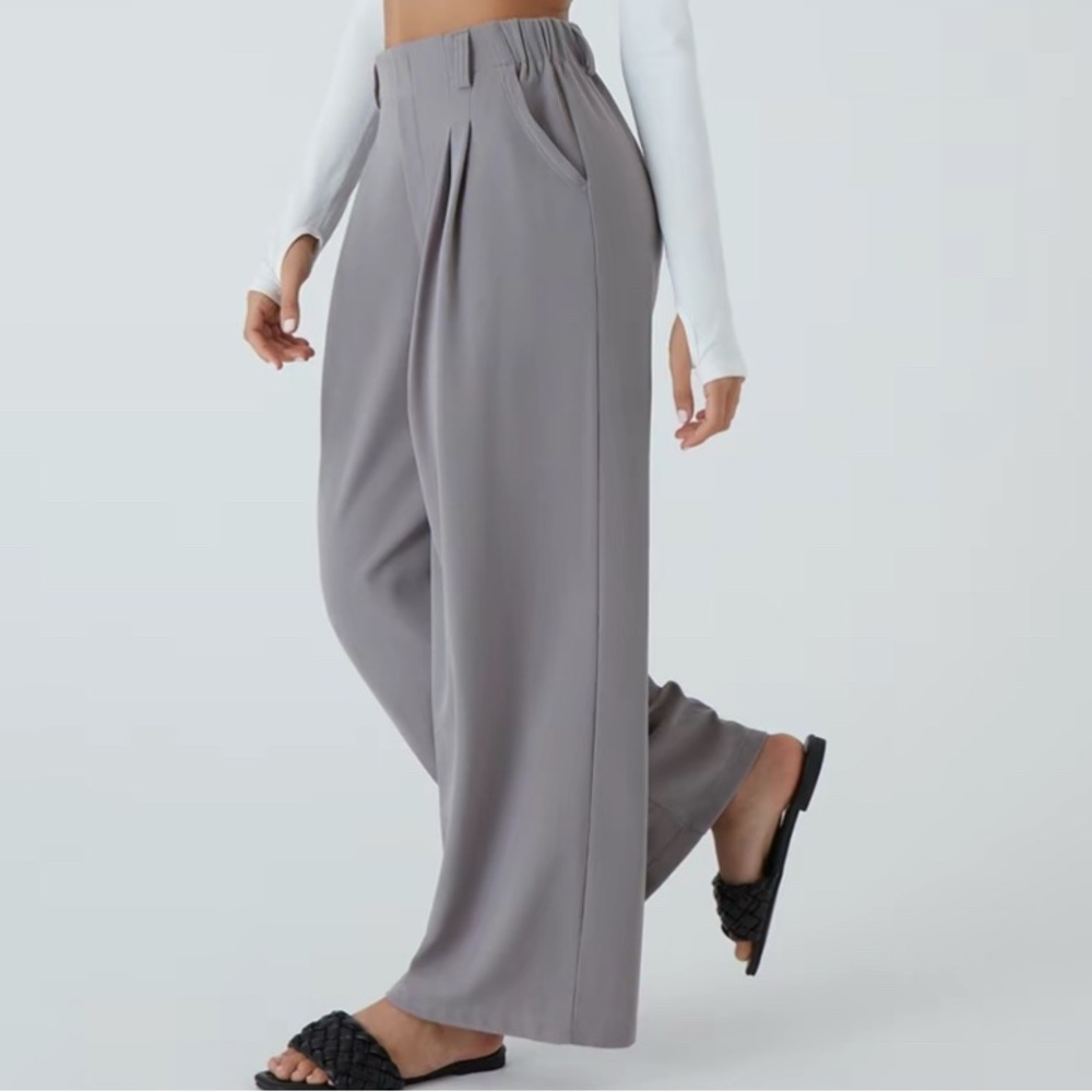 Halara Grey Waffle High Waisted Work Pants XL